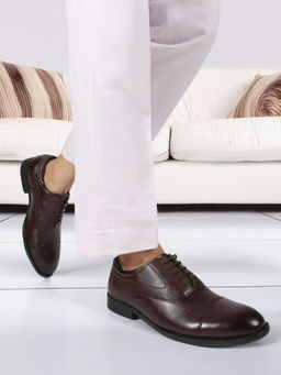 Carlton London - Classic Leather Oxfords Maroon