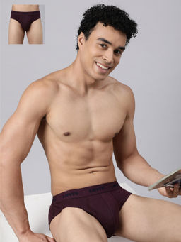Levi's - Men Maroon Solid Briefs (Pack of 2)
