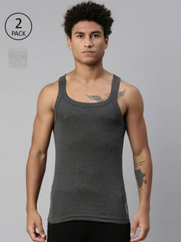 Levi's - Men Grey Solid Vests (Pack of 2)