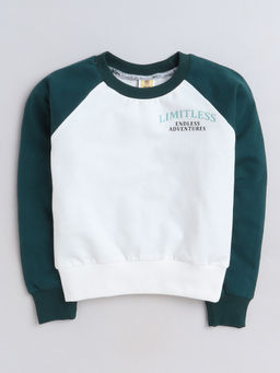 AWW HUNNIE - Green Raglan Full Sleeves Text Printed Sweatshirt