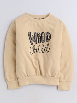 AWW HUNNIE - Beige Full Sleeves Placement Sweatshirt