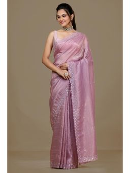 Aparnaa - Lavender Fancy Crush Saree with Unstitched Blouse