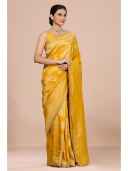 Aparnaa - Sunlit Yellow Dola Khadi Saree with Unstitched Blouse