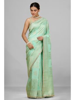 Aparnaa - Mint Green Dola Khadi Saree with Unstitched Blouse