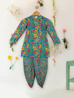SAKA DESIGNS - Boys Floral Blue Cotton Kurta & Dhoti (Set of 2)