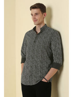 Allen Solly - Men Black Custom Fit Print Full Sleeves Casual Shirt