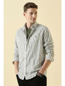 Allen Solly - Men White Classic Fit Stripe Full Sleeves Casual Shirt
