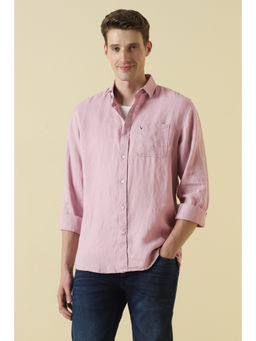 Allen Solly - Men Pink Classic Fit Solid Full Sleeves Casual Shirt