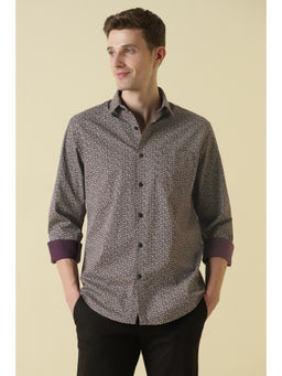 Allen Solly - Men Purple Classic Fit Print Full Sleeves Casual Shirt