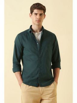 Allen Solly - Men Teal Classic Fit Solid Full Sleeves Casual Shirt