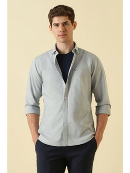 Allen Solly - Men Grey Classic Fit Solid Full Sleeves Casual Shirt