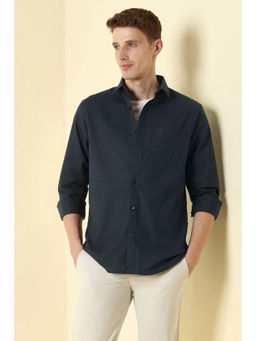 Allen Solly - Men Navy Blue Classic Fit Solid Full Sleeves Casual Shirt