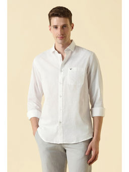 Allen Solly - Men White Classic Fit Solid Full Sleeves Casual Shirt