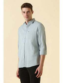 Allen Solly - Men Grey Classic Fit Solid Full Sleeves Casual Shirt