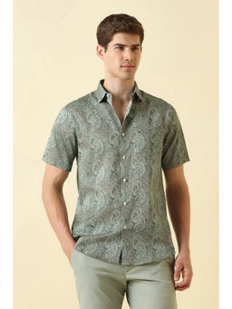 Allen Solly - Men Green Classic Fit Print Half Sleeves Casual Shirt