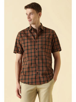 Allen Solly - Men Red Slim Fit Check Half Sleeves Casual Shirt