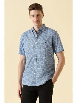 Allen Solly - Men Blue Regular Fit Print Half Sleeves Casual Shirt