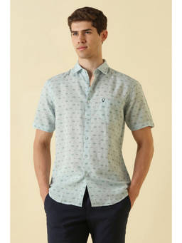 Allen Solly - Men Light Blue Classic Fit Print Half Sleeves Casual Shirt