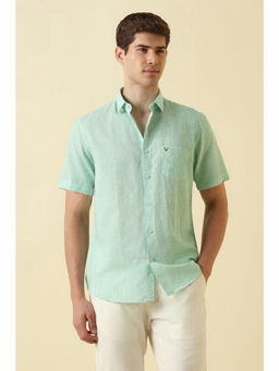 Allen Solly - Men Light Green Classic Fit Print Half Sleeves Casual Shirt