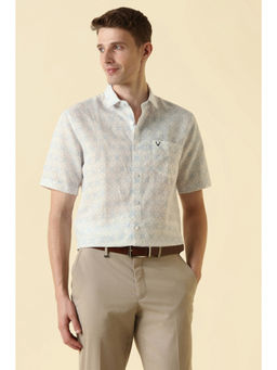 Allen Solly - Men White Print Half Sleeves Formal Shirt