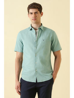 Allen Solly - Men Light Green Classic Fit Solid Half Sleeves Casual Shirt