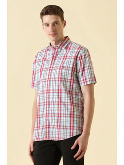 Allen Solly - Men Light Blue Classic Fit Check Half Sleeves Casual Shirt