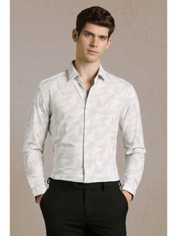 Louis Philippe - Men White Print Full Sleeves Casual Shirt