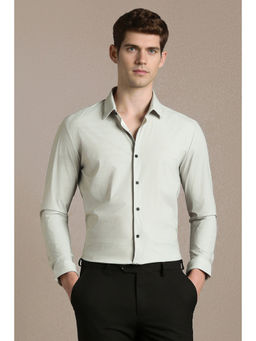 Louis Philippe - Men Grey Textured Full Sleeves Casual Shirt