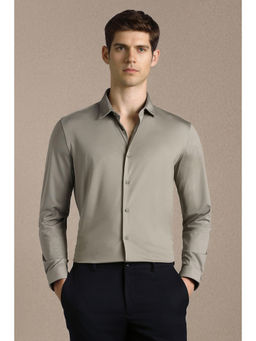 Louis Philippe - Men Grey Solid Full Sleeves Casual Shirt