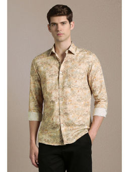 Louis Philippe - Men Beige Print Full Sleeves Formal Shirt