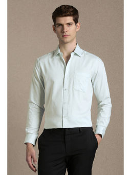 Louis Philippe - Men Light Green Textured Full Sleeves Formal Shirt