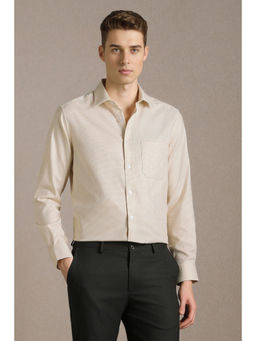 Louis Philippe - Men Beige Textured Full Sleeves Formal Shirt