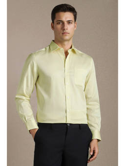 Louis Philippe - Men Light Yellow Solid Full Sleeves Formal Shirt
