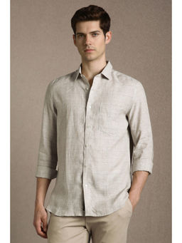Louis Philippe - Men Beige Check Full Sleeves Casual Shirt