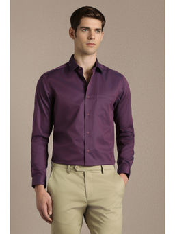 Louis Philippe - Men Purple Textured Full Sleeves Formal Shirt