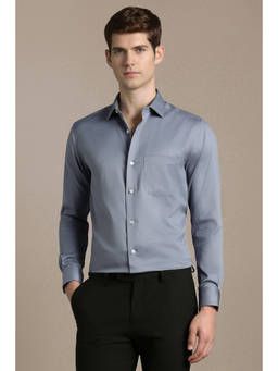 Louis Philippe - Men Grey Solid Full Sleeves Formal Shirt
