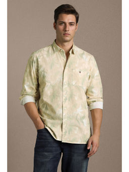 Louis Philippe - Men Beige Print Full Sleeves Casual Shirt