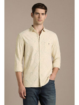 Louis Philippe - Men Cream Textured Full Sleeves Casual Shirt