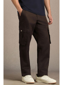 Louis Philippe - Men Brown Solid Flat Front Casual Trouser