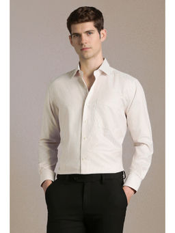 Louis Philippe - Men Beige Textured Full Sleeves Formal Shirt