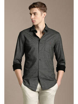 Louis Philippe - Men Black Print Full Sleeves Casual Shirt