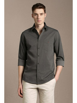 Louis Philippe - Men Grey Textured Full Sleeves Casual Shirt