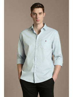 Louis Philippe - Men Light Blue Textured Full Sleeves Casual Shirt