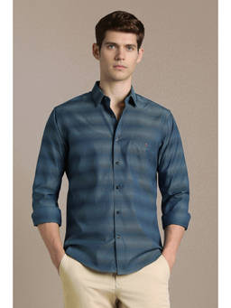 Louis Philippe - Men Blue Print Full Sleeves Casual Shirt