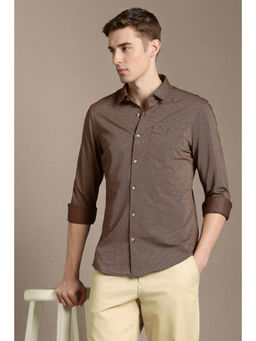 Louis Philippe - Men Brown Check Full Sleeves Casual Shirt