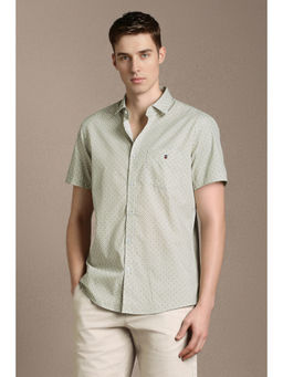 Louis Philippe - Men Light Olive Print Half Sleeves Casual Shirt