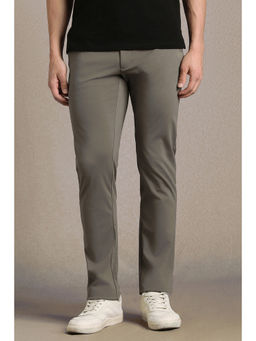 Louis Philippe - Men Grey Solid Flat Front Casual Trouser