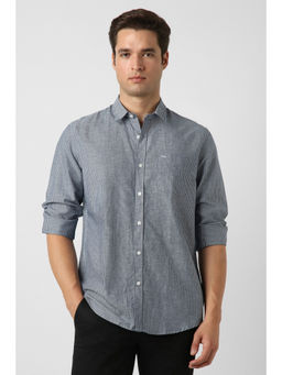 Peter England - Men Blue Slim Fit Stripe Shirt