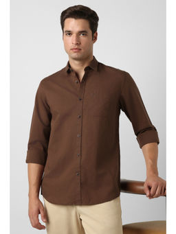 Peter England - Men Brown Slim Fit Solid Shirt