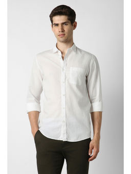 Peter England - Men White Slim Fit Solid Shirt